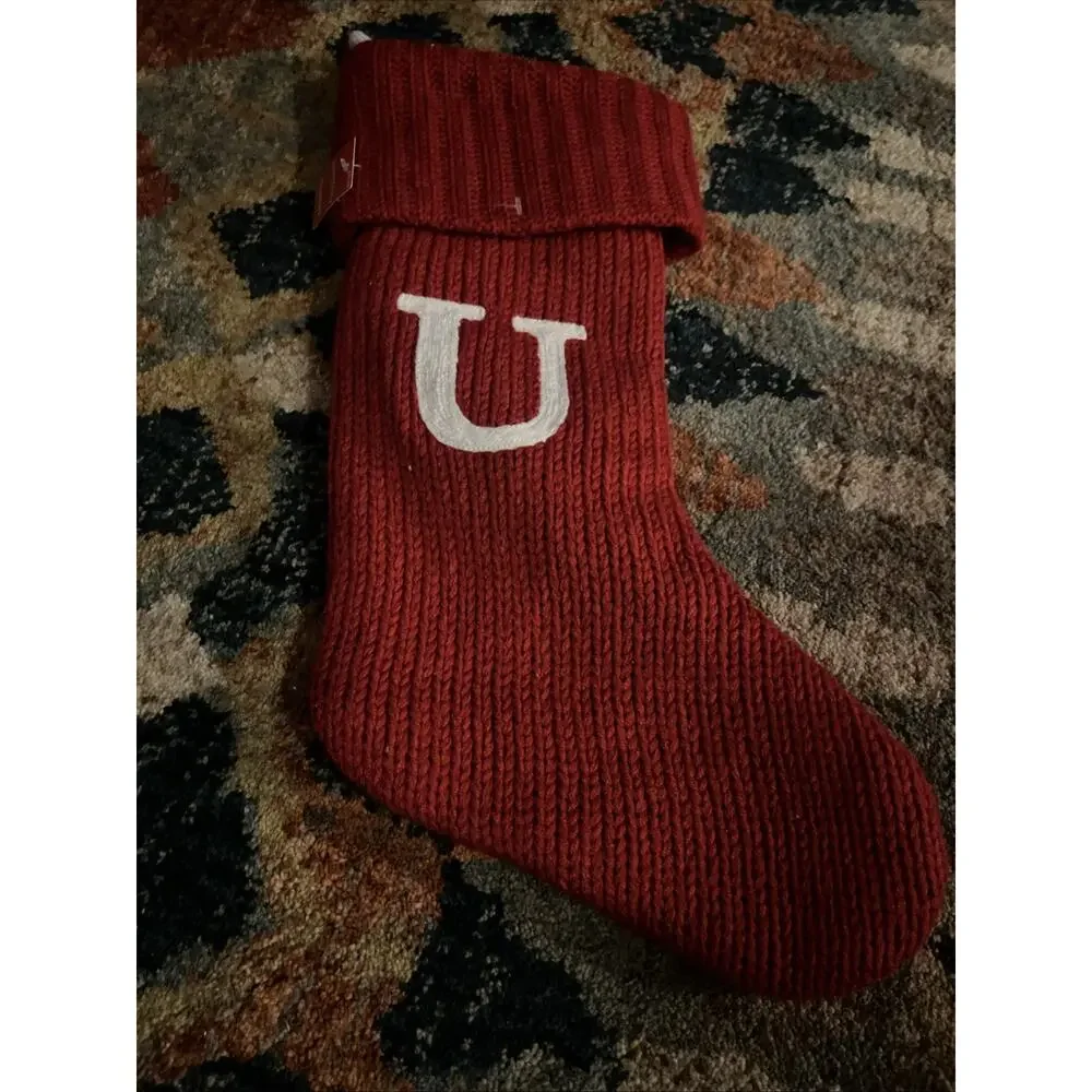 Knit Monogram Christmas Stocking Red U- Wondershop